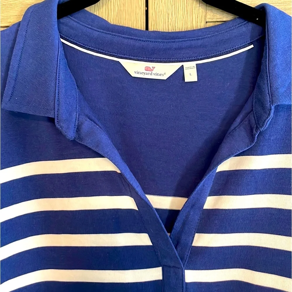 NWOT 🐳Vineyard Vines 🐳 3/4 Sleeve Collared Roomy Top, Women’s Large - Picture 2 of 5